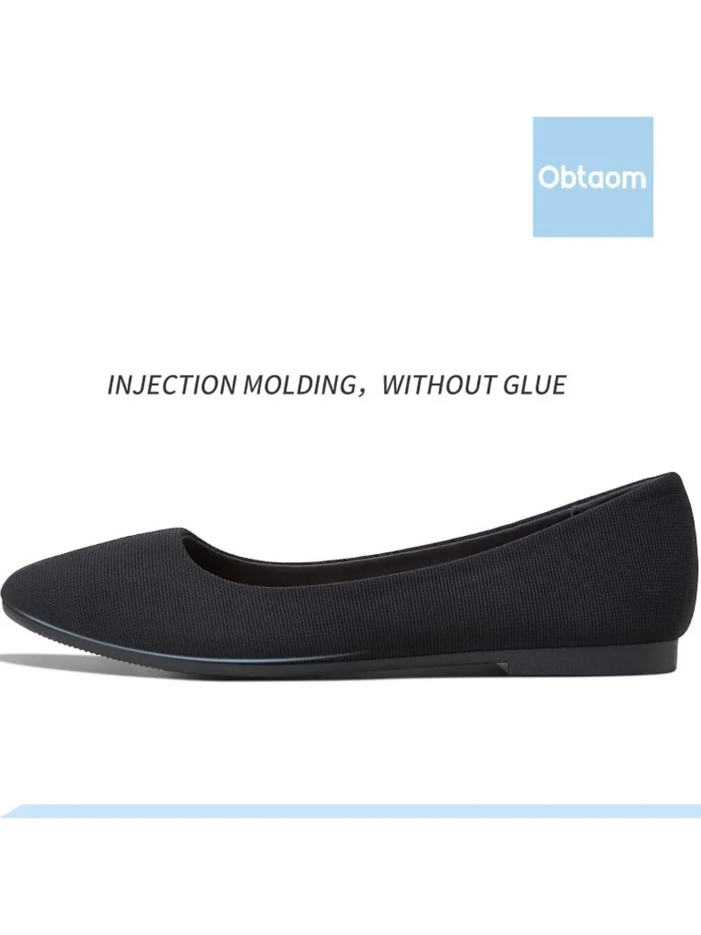 Women's Black Textile Round Toe Flat Shoes Slip on Dress Comfortable
